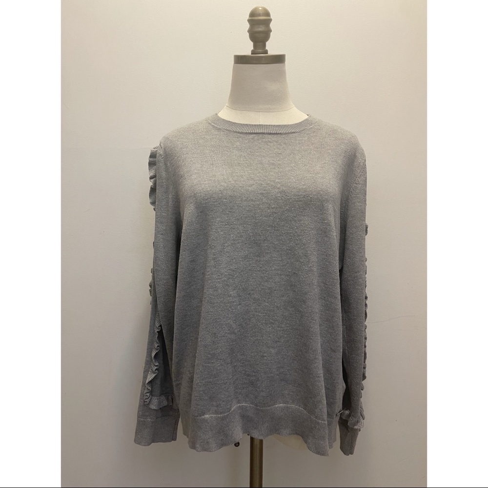 Calvin Klein Ruffled Sweater Color: Heather Grey - Picture 2 of 8